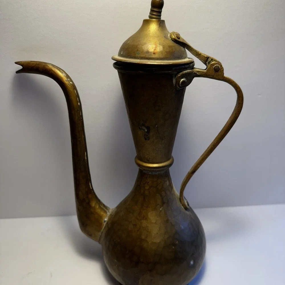 Vintage Turkish Middle East Copper Hand Made Coffee Teapot Pitcher Decoration
